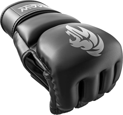 MMA Gloves - for Men & Women - Maxforce EVE Anti-Injury Shock Absorb Boxing Gloves Kickboxing Gloves - Half Finger, Open Palm for Muay Thai, Sparring, Punching Bag