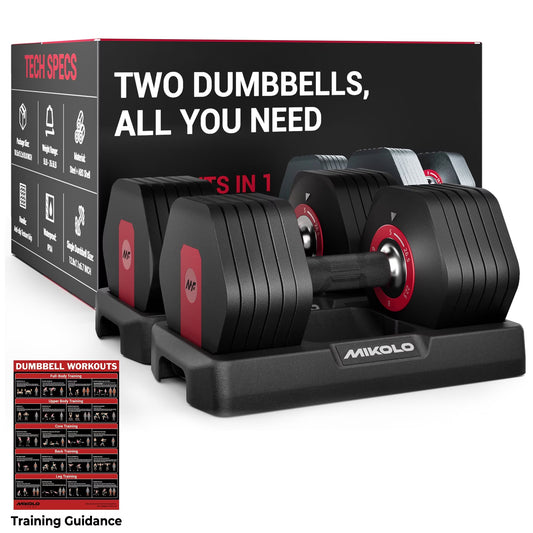 53LB(26.5LB*2) Adjustable Dumbbells Set of 2, 1-Sec Adjustable Weights Dumbbells Set, 5LB - 26.5LB 6 in 1 Free Dumbbell with Anti-Slip Texture Handle, Weight Set for Home Gym