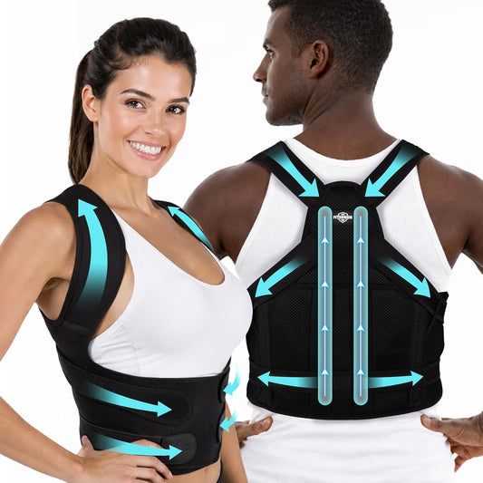 Posture Corrector for Women and Men, Lightweight Back Support for Neck, Shoulder & Upper Back Pain Relief, Posture Brace with Adjustable Straps for Improving Back Posture (Black, M)