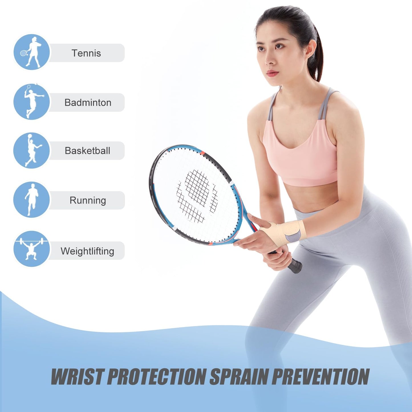 2 Pcs Ultra-Thin Wrist Brace Support for Carpal Tunnel, Pain Relief, Arthritis, Tendonitis, Elastic Wrist Wraps Right and Left Hands - Compression and Support for Fitness Enthusiasts (All Skin Tone)
